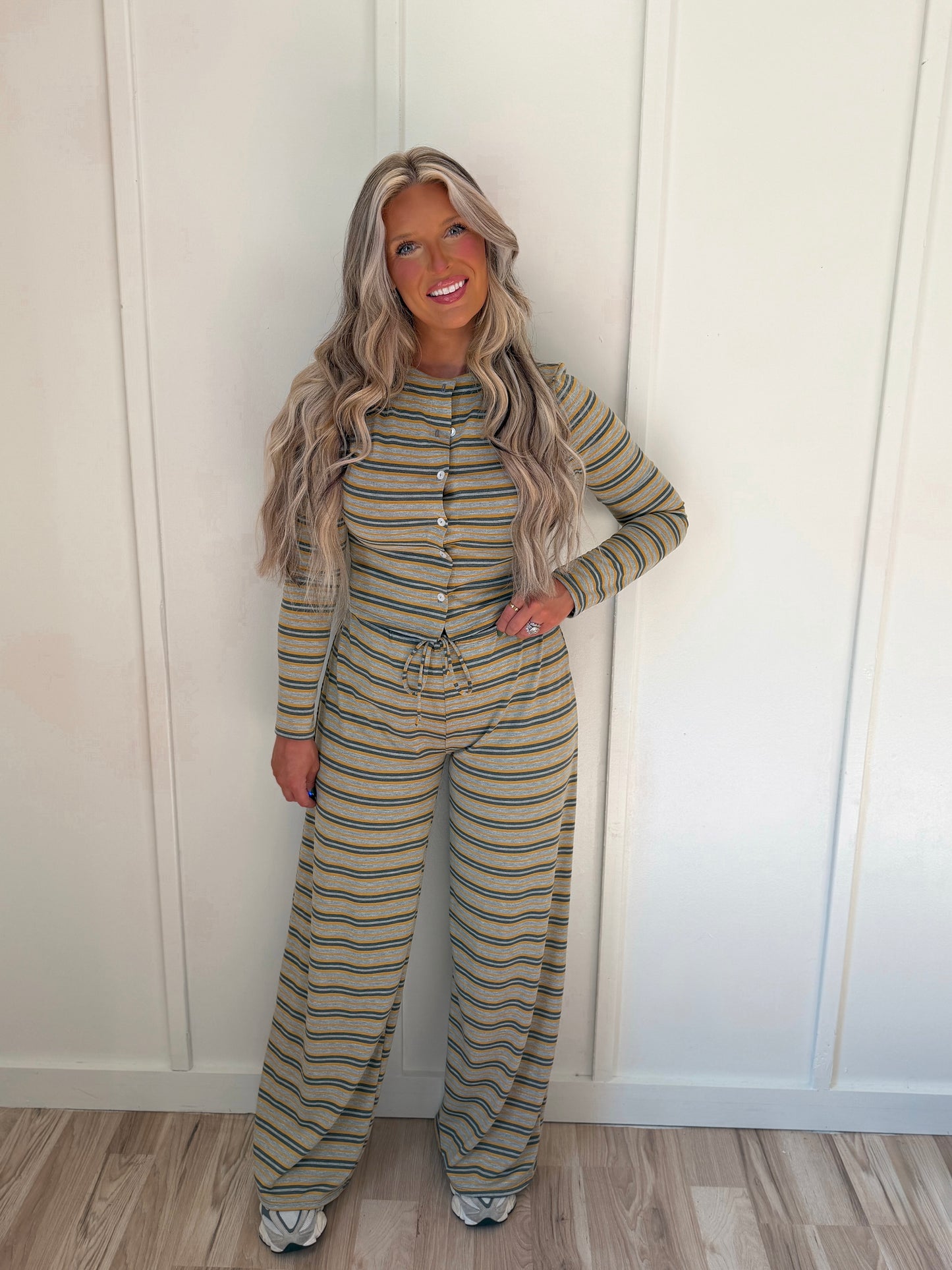 Spooky Season Stripes Set - Olive & Golden Yellow