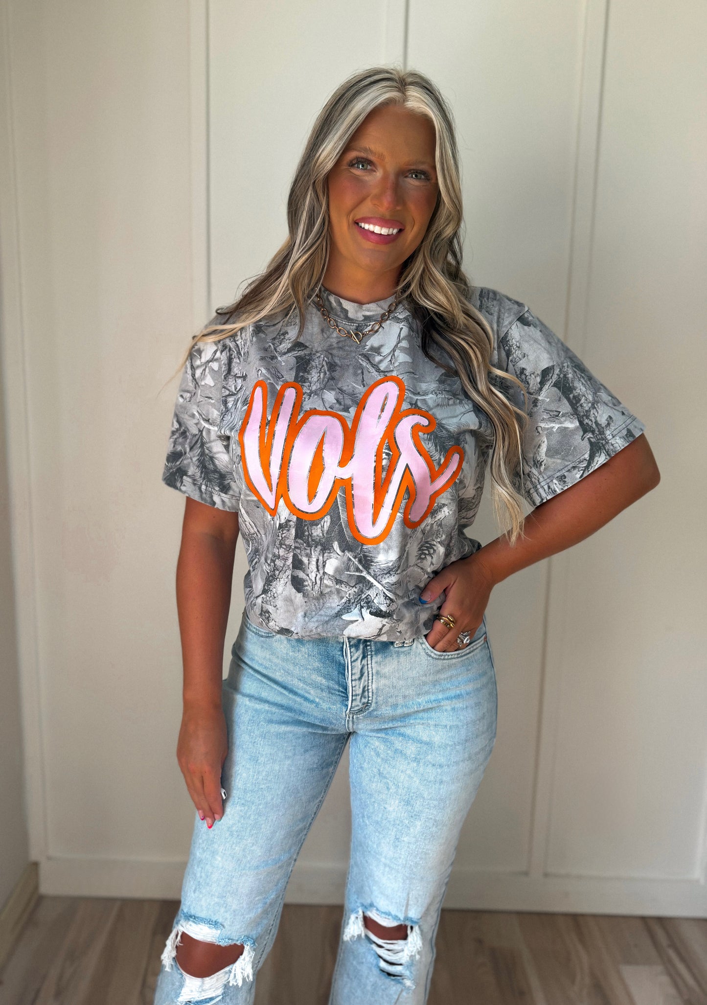Rocky Top In Camo - puff pink & orange MADE TO ORDER