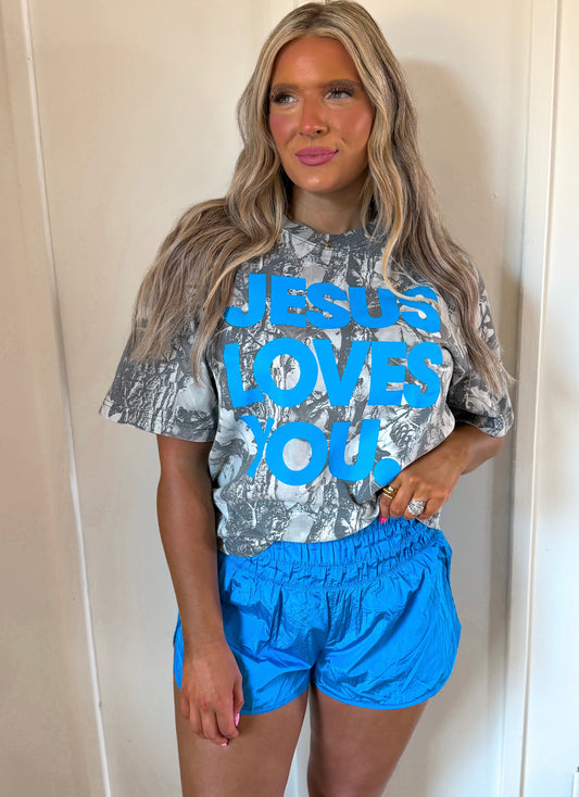 JESUS loves you- Gray camo tee