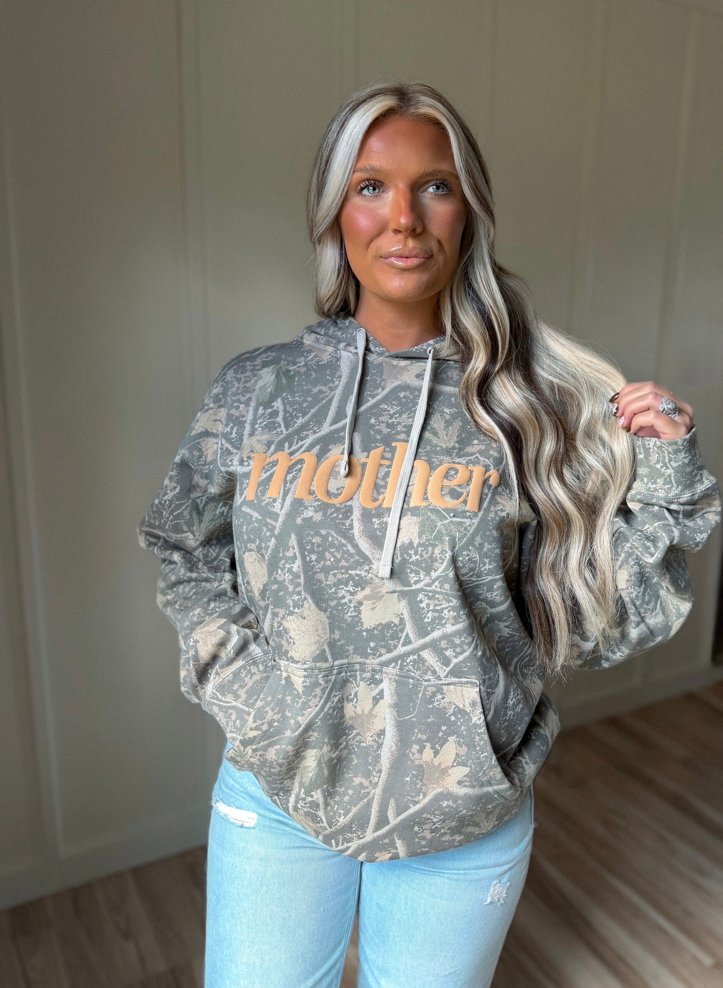 Mother Of The Acre - Vintage Woodland Camo & Bubble Print Hoodie