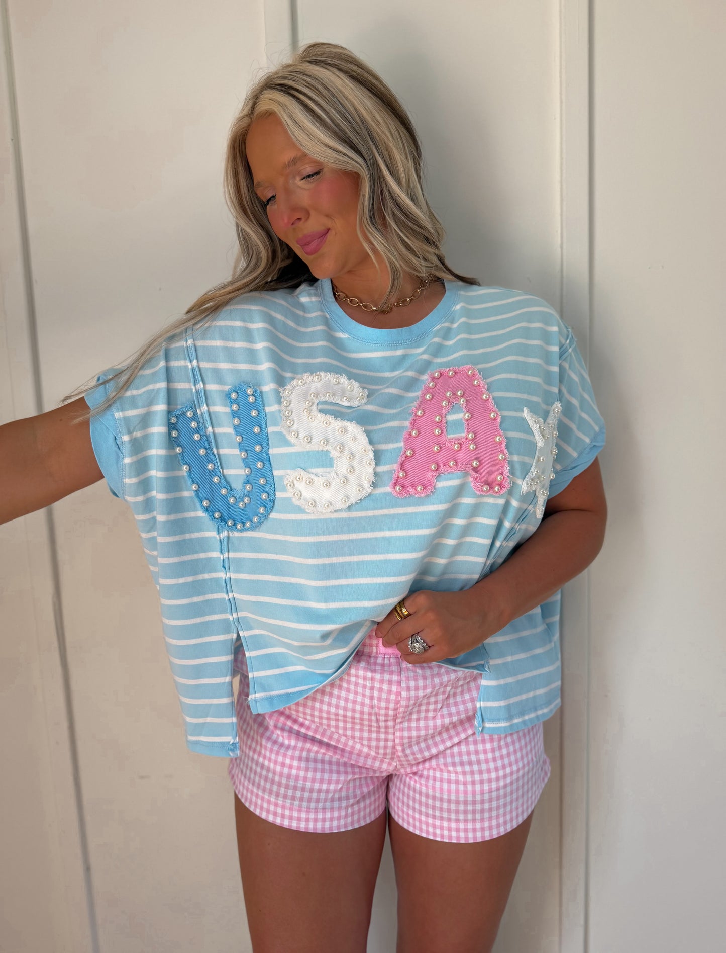 Pink Pearl Patriot Top