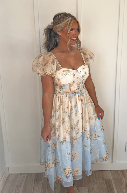 The Cheryl Kay Dress - butter & baby blue