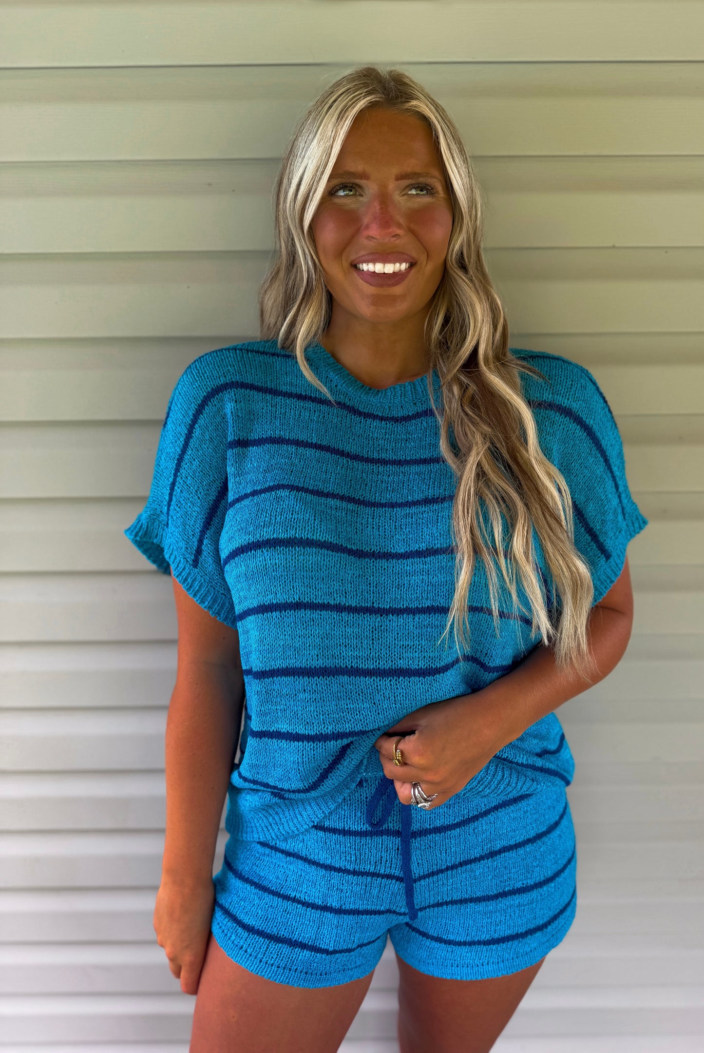 Blue Bird Stripe Set - Bright Blue