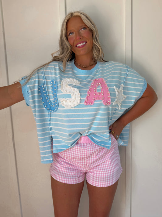 Pink Pearl Patriot Top