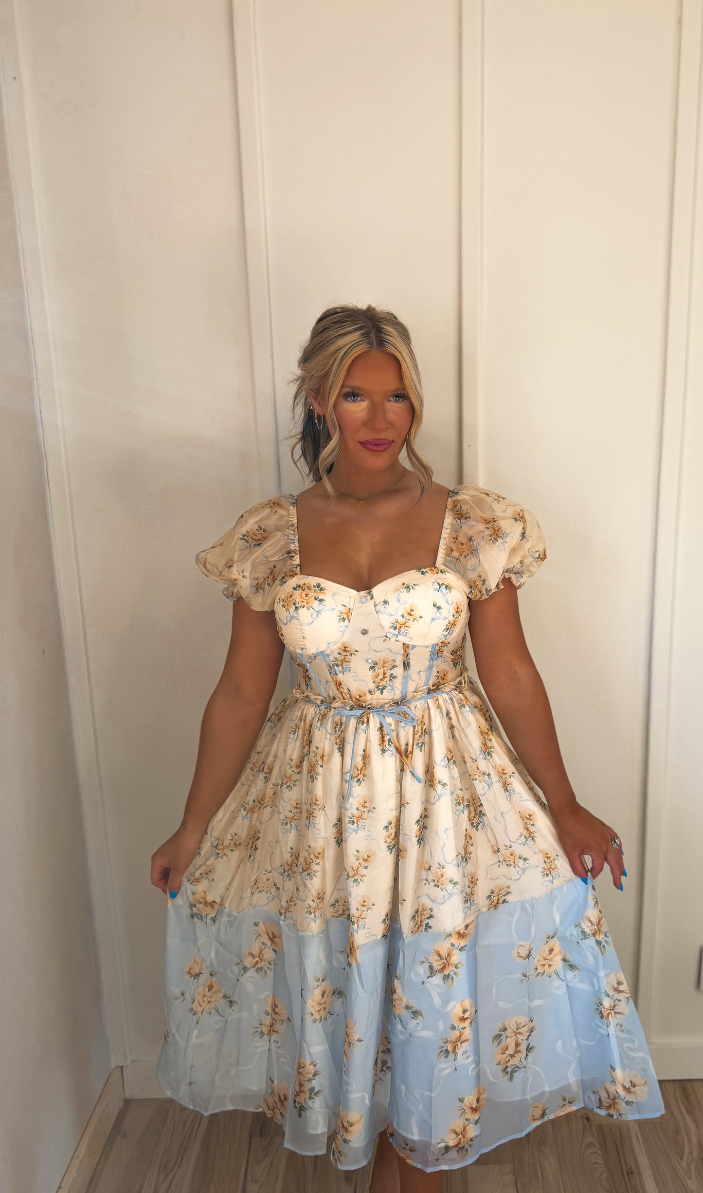 The Cheryl Kay Dress - butter & baby blue