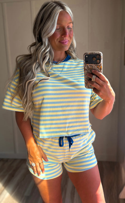 Sandbar Striped Set- butter & honeydew