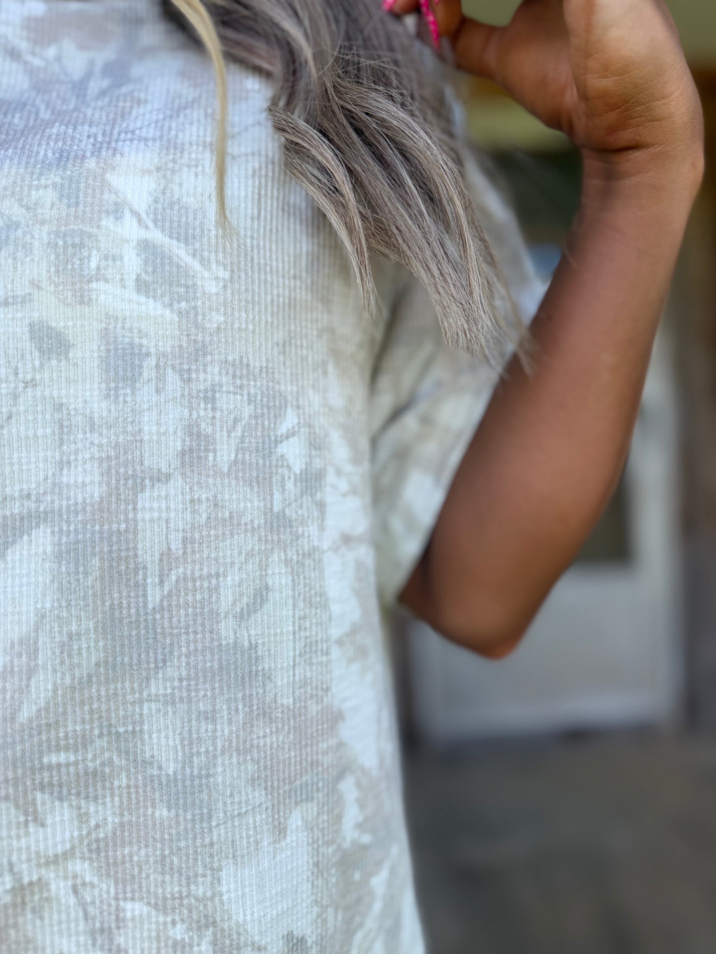 Porch Sittin’ Waffle tee- oak camo