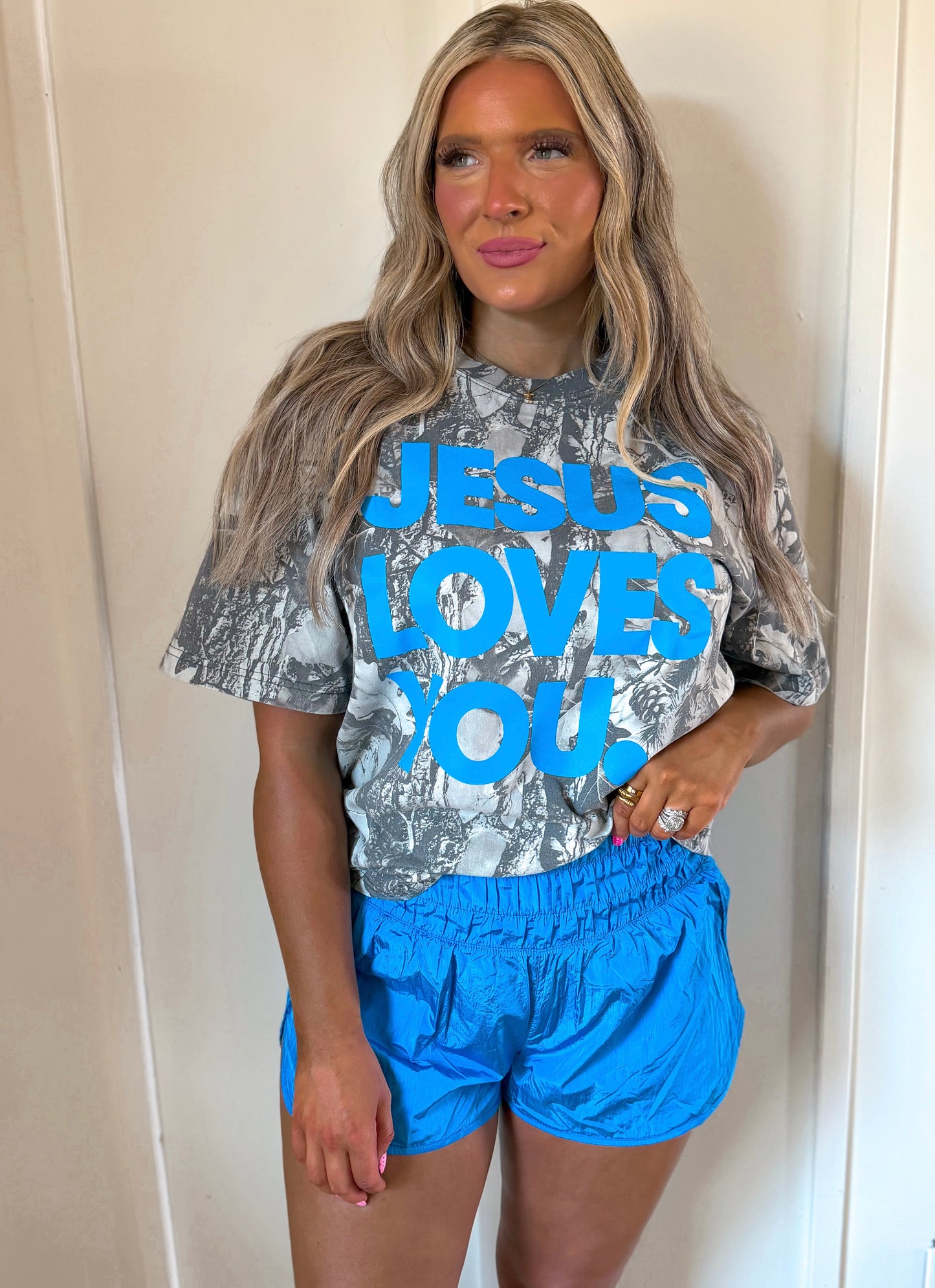 JESUS loves you- Gray camo tee