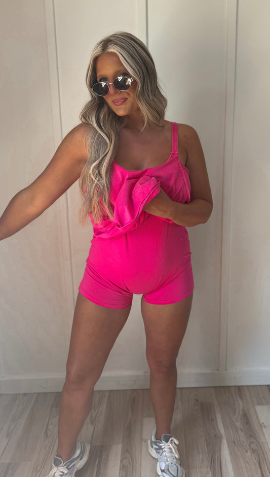 Porch To Pier - Pink Mineral Wash Active Dress