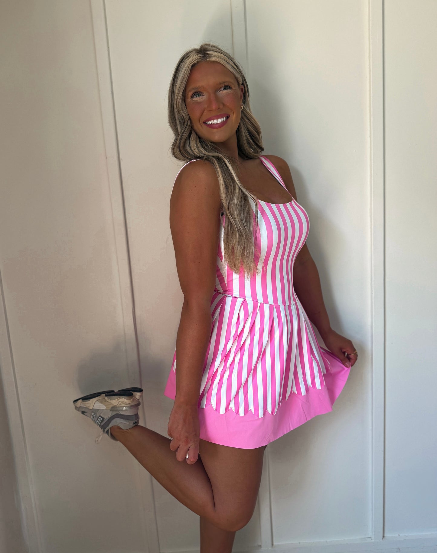 Cove Cruiser Active Dress - Pink & White Stripe