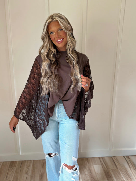 Play Somethin’ Country- Spicy Brown & Lace Wing Top
