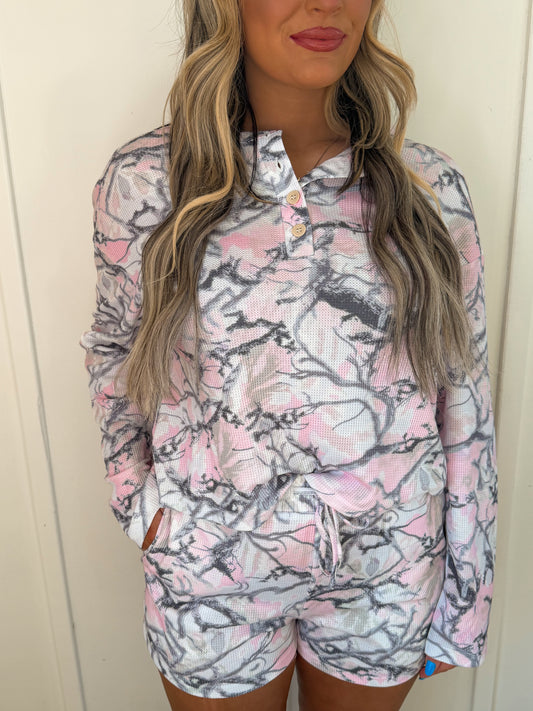 Girls in the Woods Camo Short Set