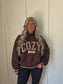 COZY Varsity Mockneck - vintage chocolate brown & puff letters