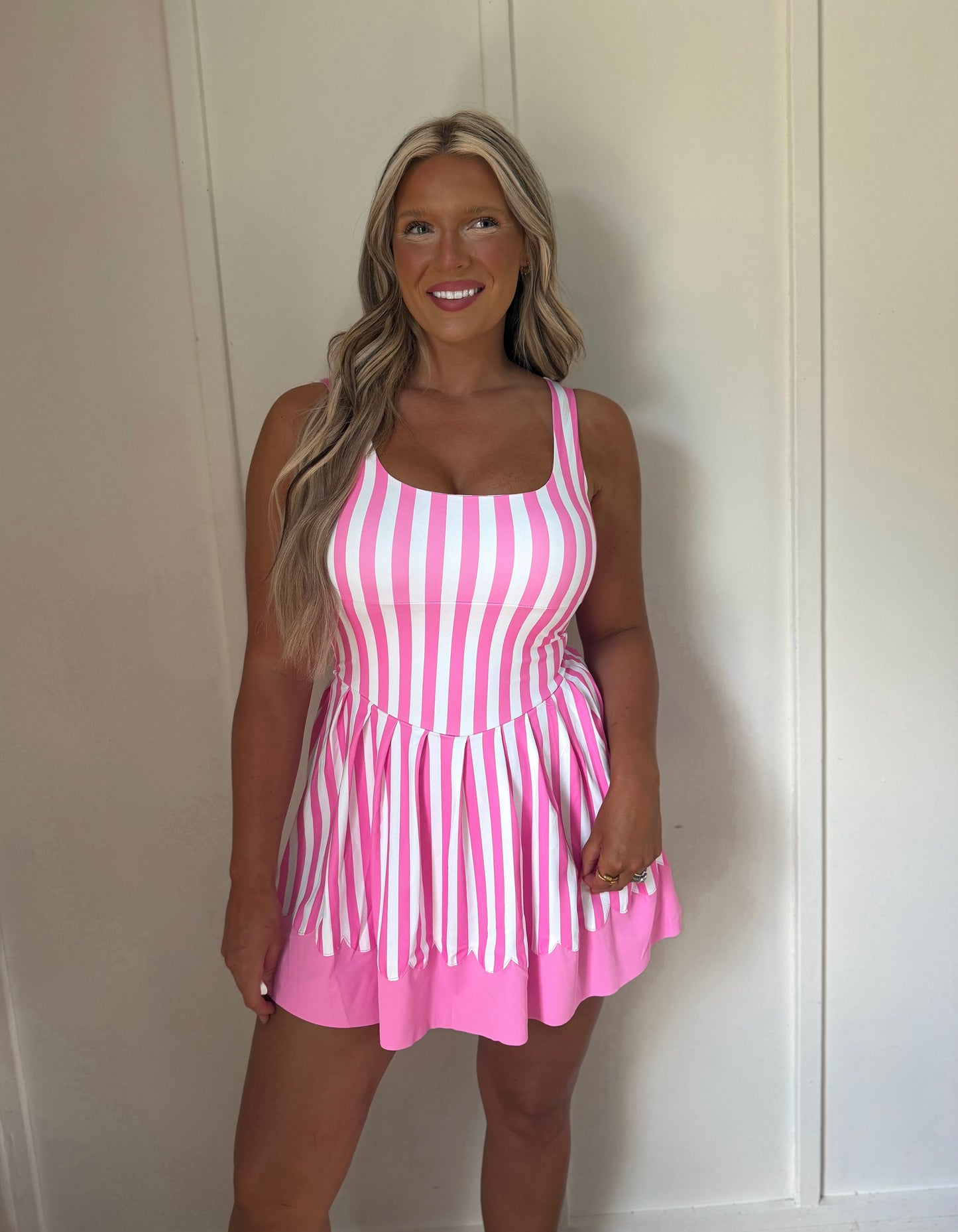 Cove Cruiser Active Dress - Pink & White Stripe