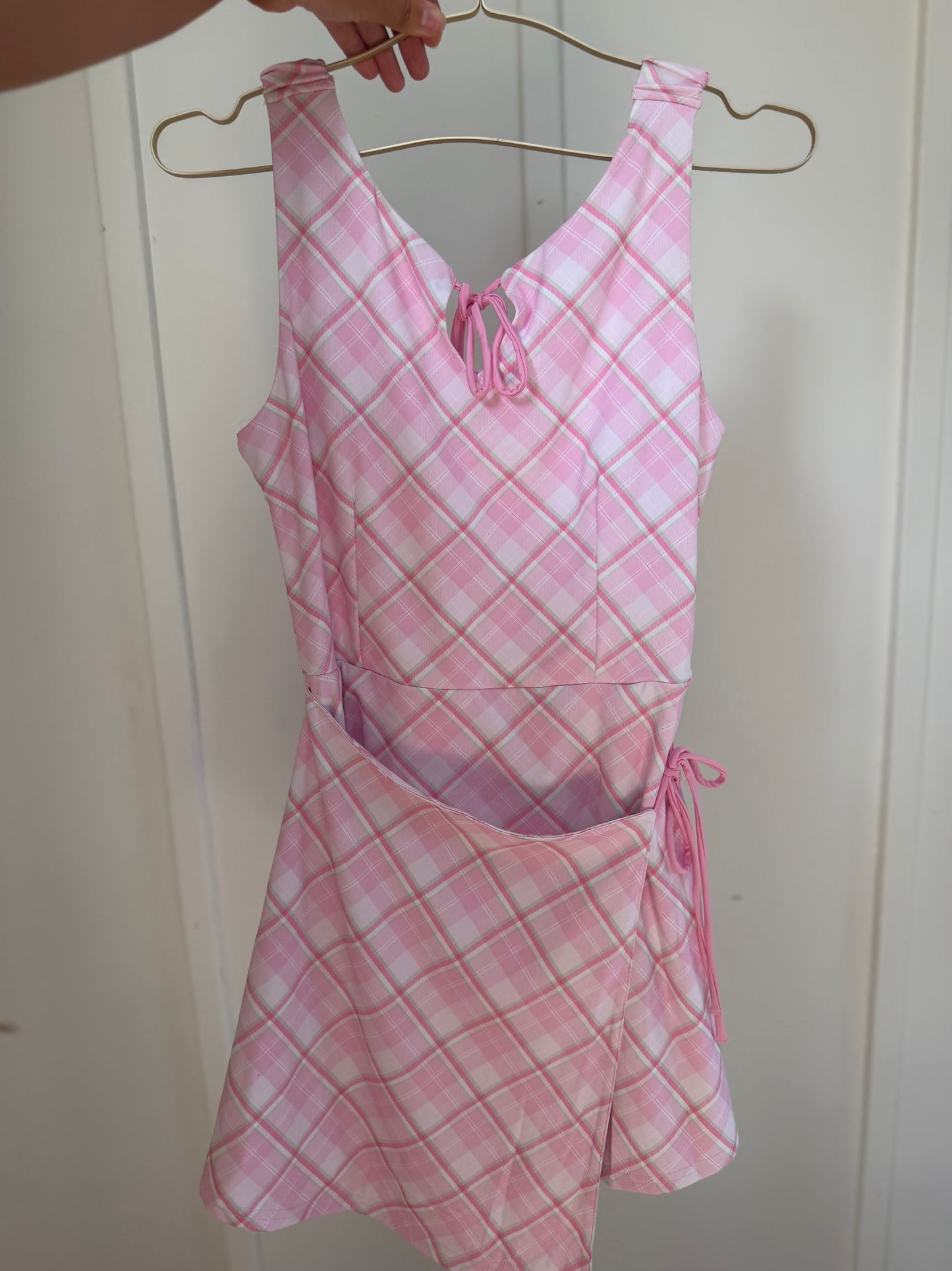 Coastal Country Club Wrap Dress- Pink & Green Plaid