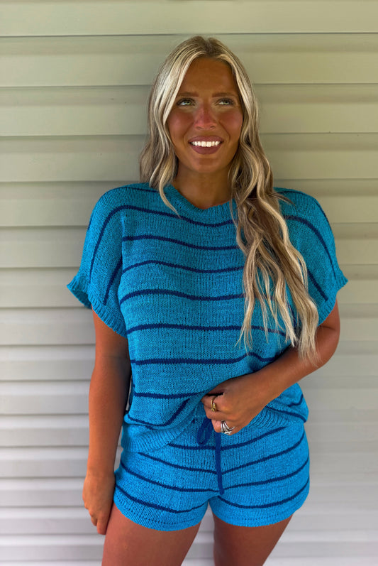 Blue Bird Stripe Set - Bright Blue