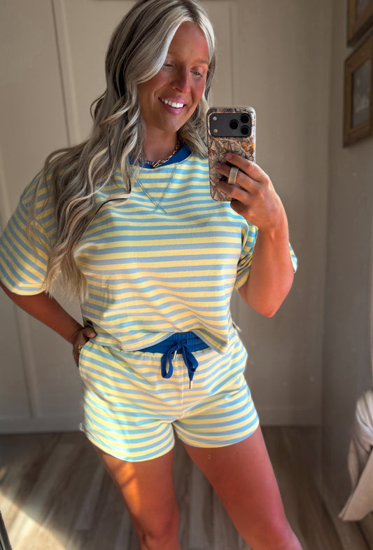 Sandbar Striped Set- butter & honeydew