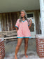 Something Easy Stripe Romper- neon orange & blue
