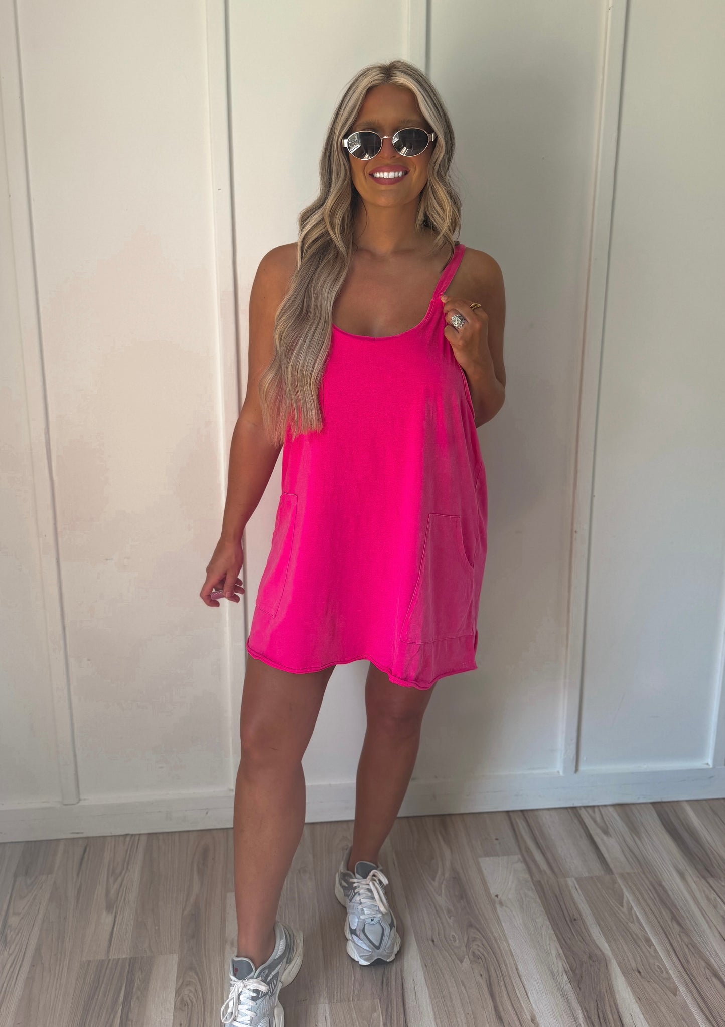 Porch To Pier - Pink Mineral Wash Active Dress