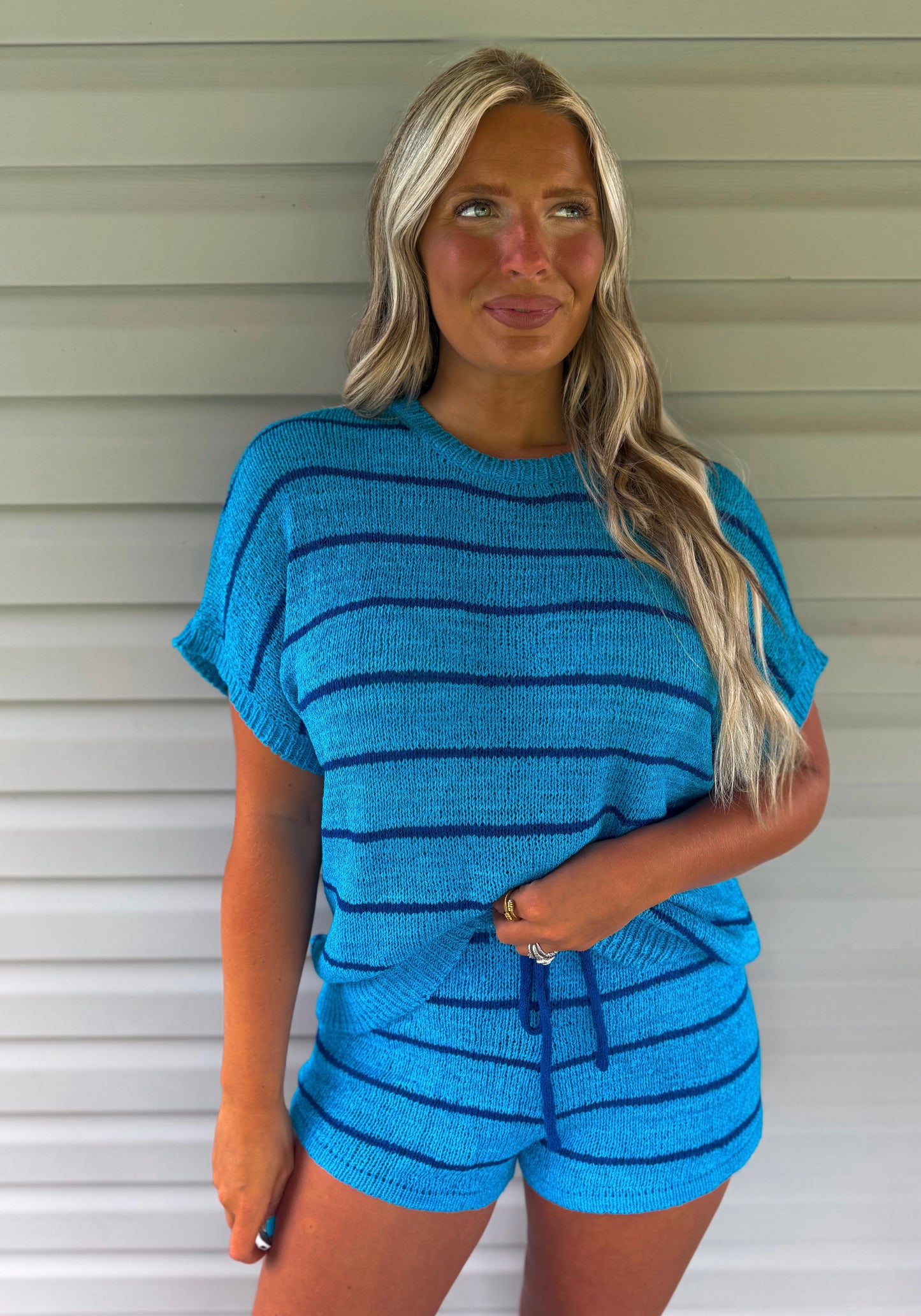 Blue Bird Stripe Set - Bright Blue