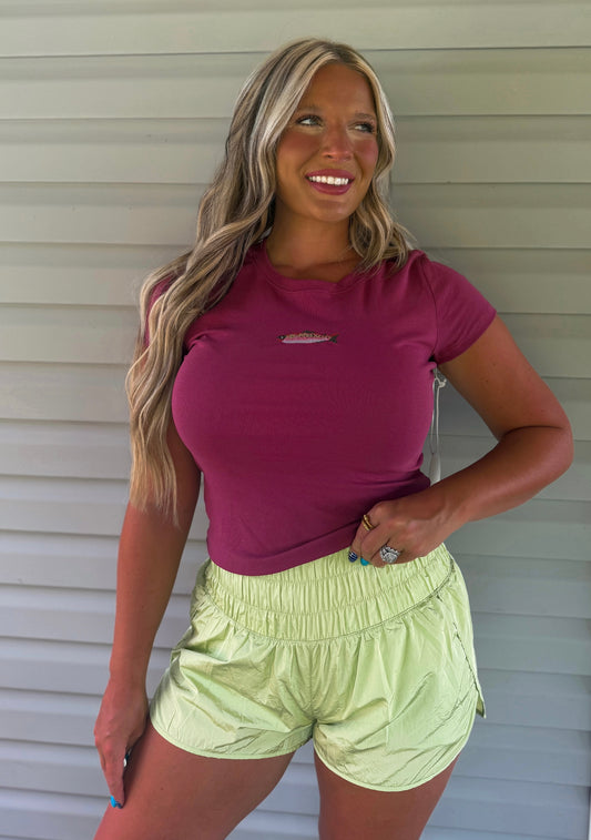 River Rat Trout Tee- Rasberry
