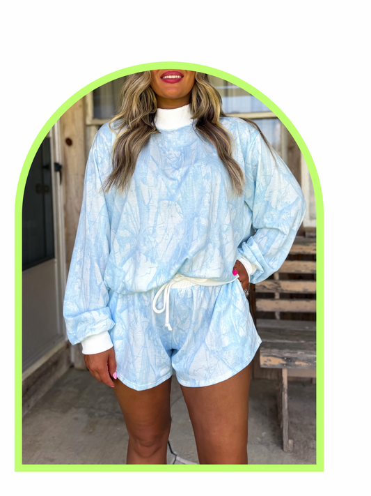 Back Forty Blue Camo-butterfly shorts