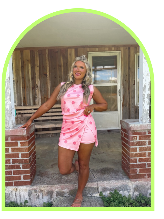Day at Dot’s Skort Set- pink dots